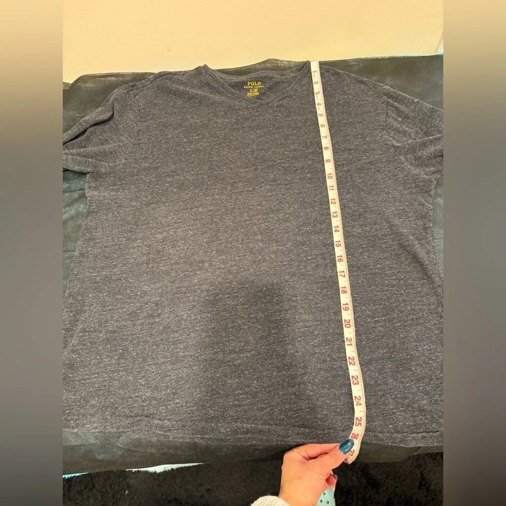 🔥Polo by Ralph Lauren Men's Gray Long Sleeve Shirt V neck Sz L EUC